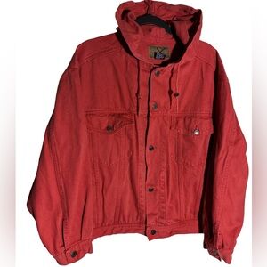 Vintage the gap Iconic hooded Denim Jean Jacket coral oversized fit Medium HTF